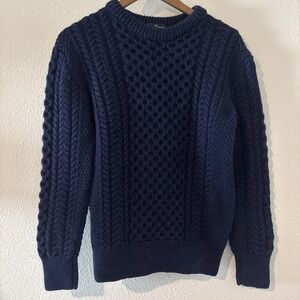 Irish Store 100% Merino Wool Women's Aran Crew Neck Irish Classic Sweater M